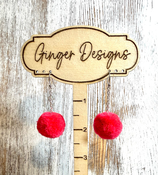 Fabulous Pink Pom Pom Earrings