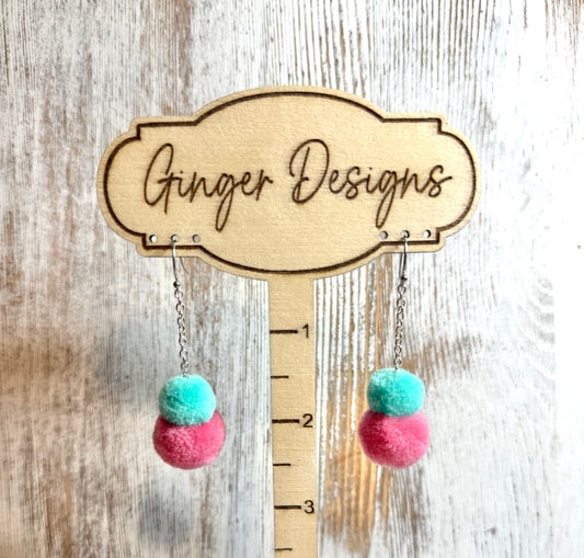 Whimsical Pom Pom Dangle Earrings